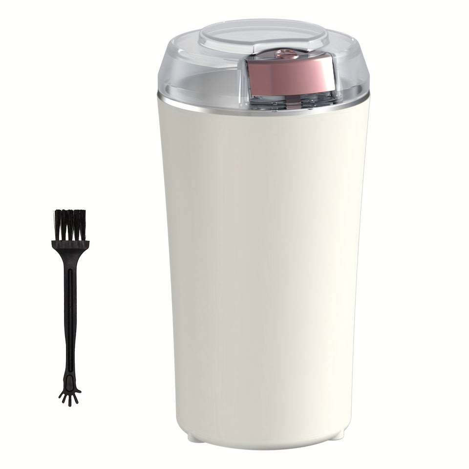 PANCERKA Semi-Automatic Electric Coffee Grinder, Stainless Steel Spice & Nut Mill with One-Touch Push-Button Operation, Reusable Filter, 110-130V US Plug, Includes Integrated Cleaning Brush