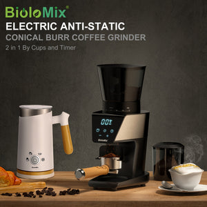 BioloMix Automatic Burr Mill Electric Coffee Grinder With 30 Gears For Espresso American Coffee Pour Over Visual Bean Storage