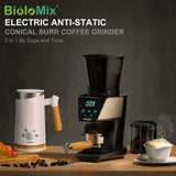 BioloMix Automatic Burr Mill Electric Coffee Grinder With 30 Gears For Espresso American Coffee Pour Over Visual Bean Storage