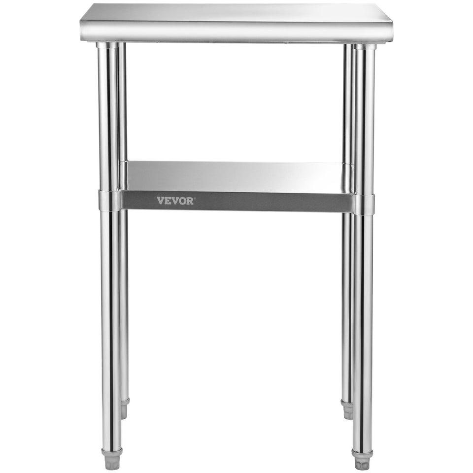 Stainless Steel Prep Table, 24 X 18 X 36 Inch, 600lbs Load Capacity Heavy Duty Metal Worktable With Adjustable Undershelf & Feet, Commercial Workstation For Kitchen Restaurant GarageBackyard