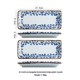 Ceramic Horizontal Pattern Sushi Kebabs Long Plate Restaurant Commercial Side Dish Tableware