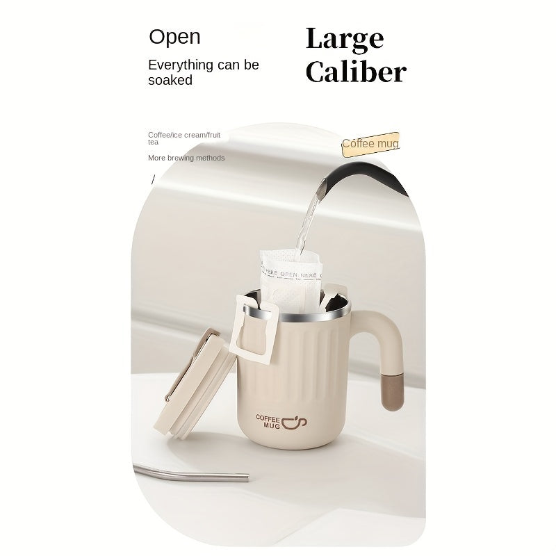 480ml Double-Wall Insulated Stainless Steel Coffee Mugs - Durable, Stylish, and Spill-Proof Travel Cups with Lids for Couples and Office Use - Ideal for Hot and Cold Beverages, Easy to Clean, and BPA-Free