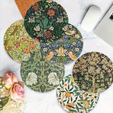 6pcs Botanical Wooden Coaster Set - Heat-Resistant & Decorative, Perfect for Home & Coffee Shops, Ideal for Halloween, Christmas, Mother's Day & Graduation Gifts
