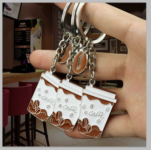 Creative Coffee Cup Paint Keychain Pendant