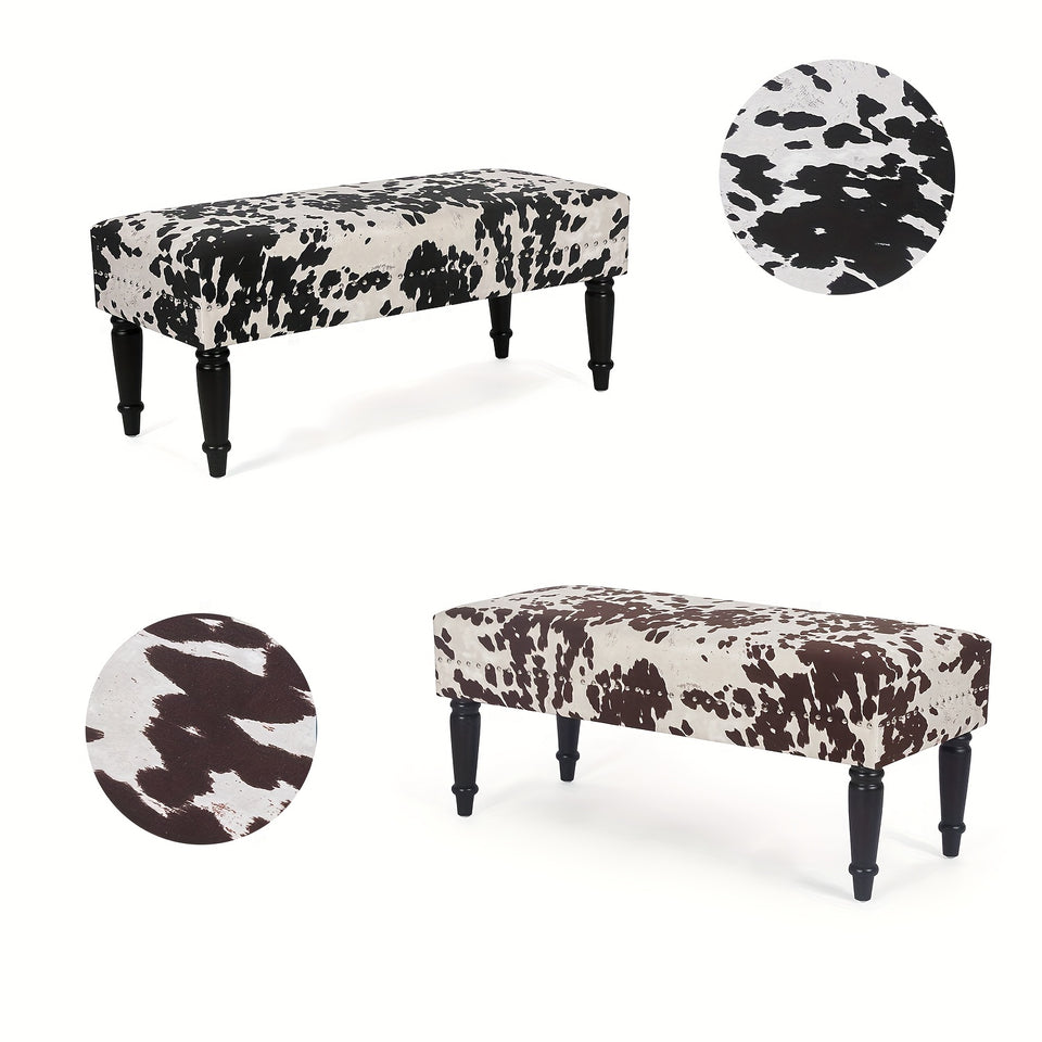 39' Mid Century Modern Bench- End Of Bed Bench Dining Bench Ottomans with Rivet- Upholstered Small Bed Bench Coffee Table Ottoman for Bedroom Entryway And Living Room