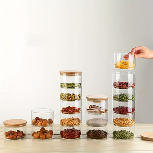 1set, Home, Restaurant, Party, Multi-layer Snack and Cereal Storage Glass Jar, Easy to Store Daily Snacks and Dried Fruits, Suitable for Cereal, Snacks and Other Storage and Packaging