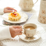 Ins Retro Korean Style Underglaze Color Hand Pinch Irregular Coffee Set Household Restaurant Afternoon Tea Cup Pot Suit