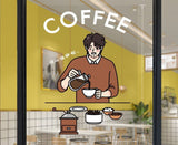 Coffee Shop Glass Door Sticker Showcase Wall Sticker