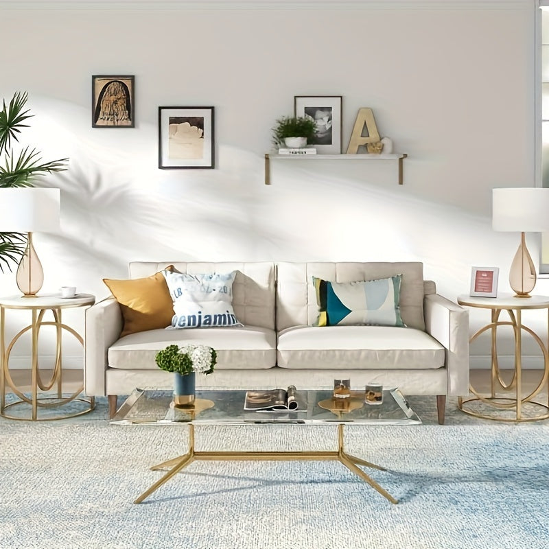 Modern Round End Table, 20" Side Table Coffee Table Cocktail Table With Unique O-Shaped Base, Midcentury Accent Table Nightstand For Living Room Bedroom