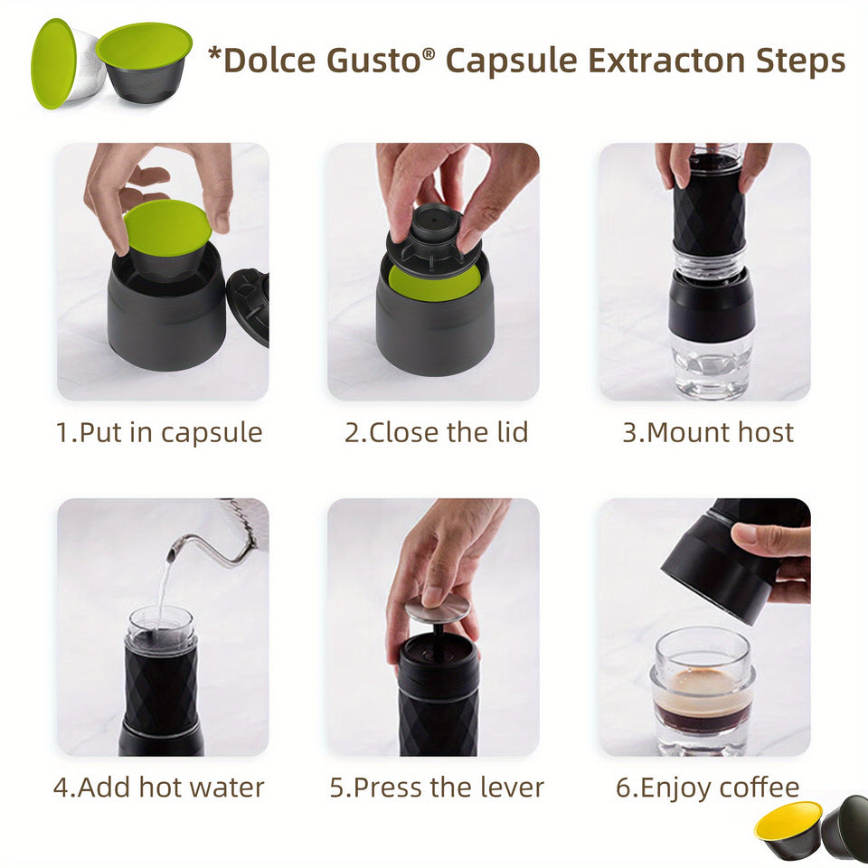 Biolomix Portable Coffee Machine - Hand-Press Espresso Maker with 3-in-1 Functionality, Compact Travel & Picnic Coffee Maker, Durable Plastic, No Electricity Needed, Portable Coffee Maker, Picnic Coffee Equipment, Modern Coff