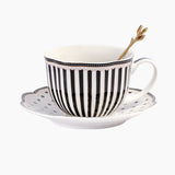 European Style Striped Dot Ceramic Coffee Cup And Saucer Set Home Afternoon Tea