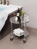 Chic Acrylic Rolling Side Table - Portable Coffee & Bar Cart for Home, Office, and Parties