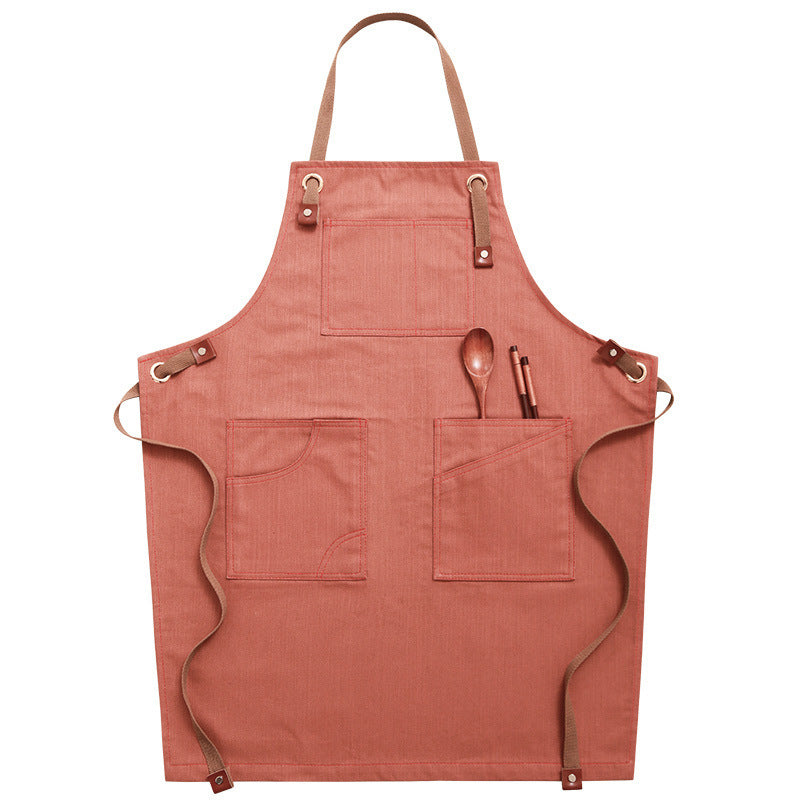 Denim Apron Female Fashion Barista Work Clothes Waist