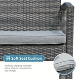 Outdoor 5-Piece Furniture Set, All-weather Rattan Wicker Conversation Set, Grey PE Woven Chairs With Ottoman And Coffee Table, For Patios, Balconies, And Gardens