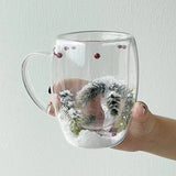 Christmas Snow Pine Branches Heat Resistant Cup Transparent Cup Coffee Cup