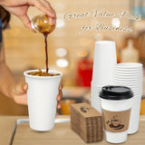 Disposable Paper Cups with Lids, Sleeve 16 Oz 50 Count Insulated