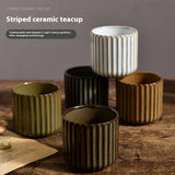 Ceramic Kiln Baked Pottery Clay Striped For Restaurant And Home Use Cup