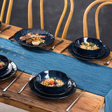 Vicrays Ceramic Dessert Salad Plates, 8 Inch, Set Of 6, Round, Microwave, Oven, And Dishwasher Safe, Scratch Resistant, Porcelain Fluted Suitable For Snacks, Appetizer, Home, Restaurant (Blue)