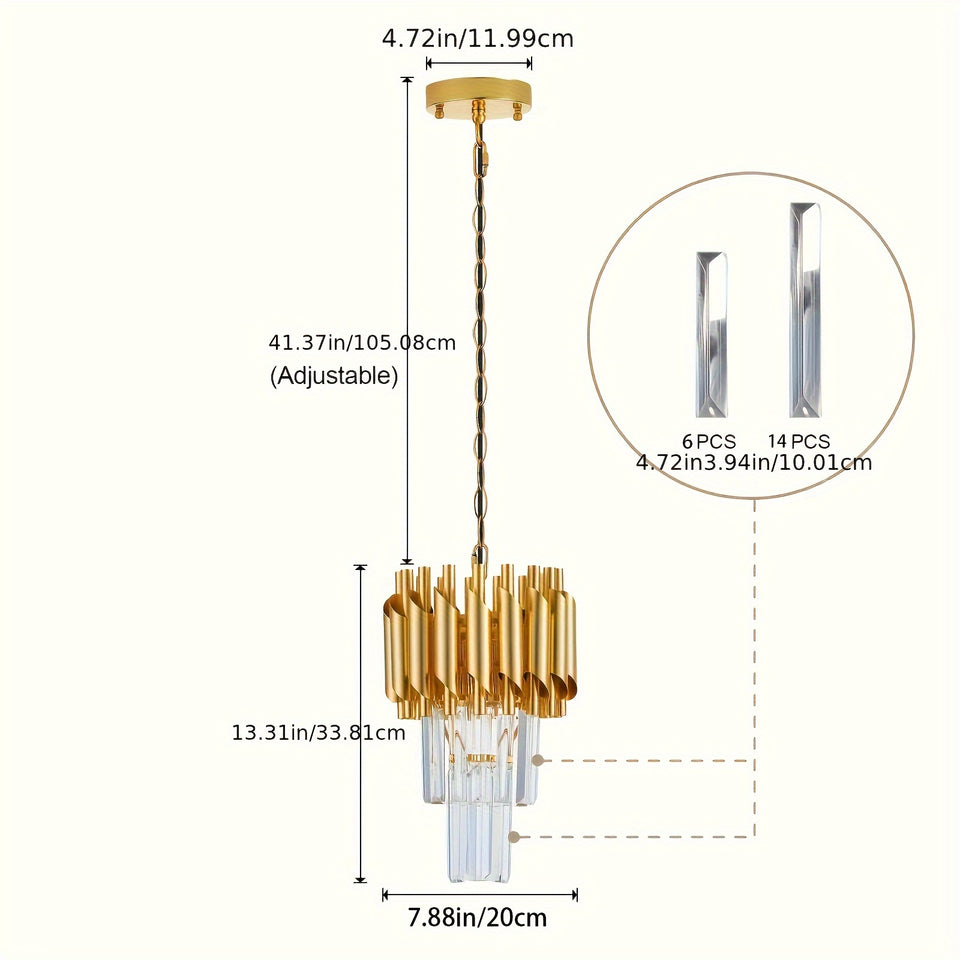 1pc Modern 2-Tier Round Crystal Chandelier, Industrial Style, E26 Bulb Not Included, for Dining Room, Kitchen Island, Bedroom, Laundry, Foyer, Entryway, with Installation Hardware, Semi-Flush Mount, Removable Claw, Ceiling Cl
