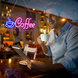 1pc Coffee Neon Sign, Cafe Shop LED Neon Lights USB Powered Wall Decor Cafe Restaurant Shop Window Business Hours Sign, For Cafe, Man Cave, Bar, Home, Kitchen, Living Room, Valentine's Day, Thanksgiving, Wedding, Christmas, H