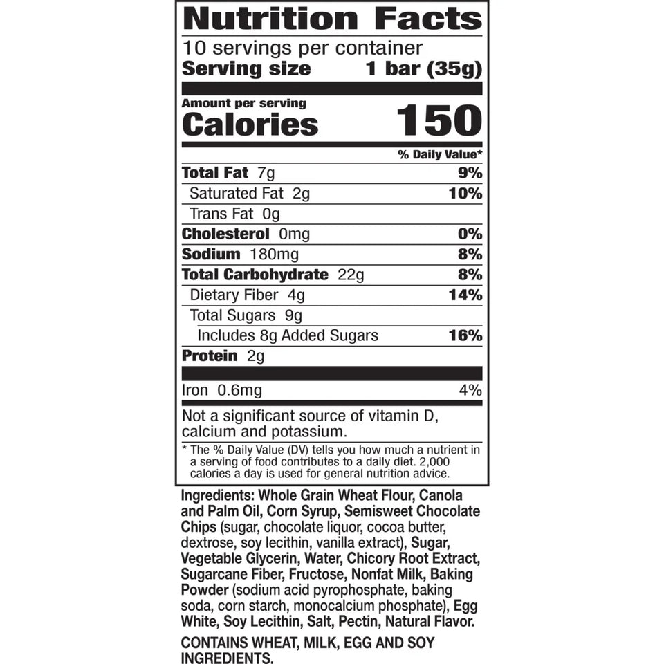 Soft Baked Muffin Bars, Chocolate Chip, Snack Bars, 10 Bars, 12.4 Oz
