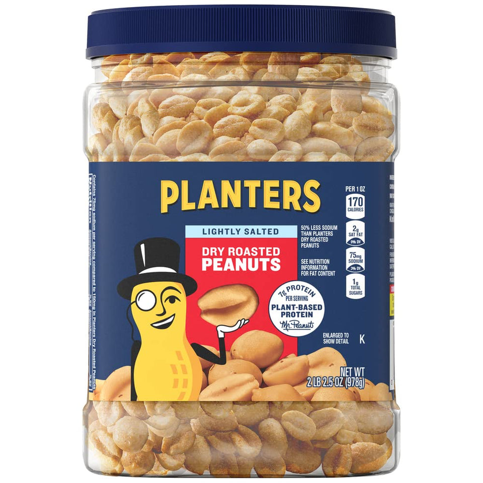 Peanuts, Lightly Salted Peanuts, Dry Roasted, Snacks for Adults, (6 Ct Pack, 2.2 Lb Containers)