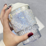1pc Luxury Diamond-Encrusted Portable Water Bottle - Large Capacity, Perfect for Coffee & Beverages, Ideal for Kitchen & Dining