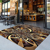 1pc Black Golden Large Flower High-end Rug Large Flower Pattern Retro Texture Premium Home Style Floor Mat Non-slip Kitchen Mat, Hotel Coffee Shop Bar Living Room Bedroom Decorative Rug, Waterproof Comfortable Mat