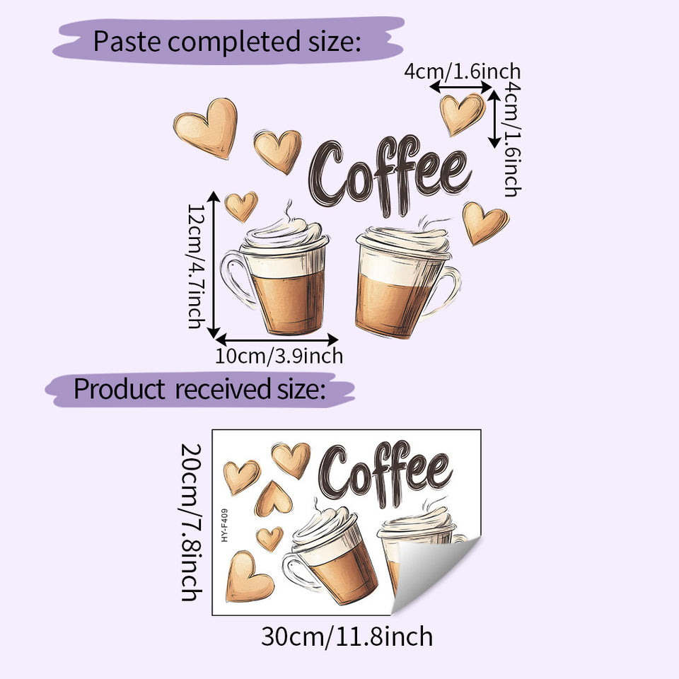 Coffee Drink Love Bedroom Living Room Entrance Wardrobe Dormitory Home Decoration Wallpaper Self-adhesive