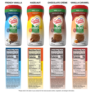 Nestle Coffee Mate, Zero Sugar Variety Pack, Powdered Coffee Creamer, 4 Flavors, 4 Count