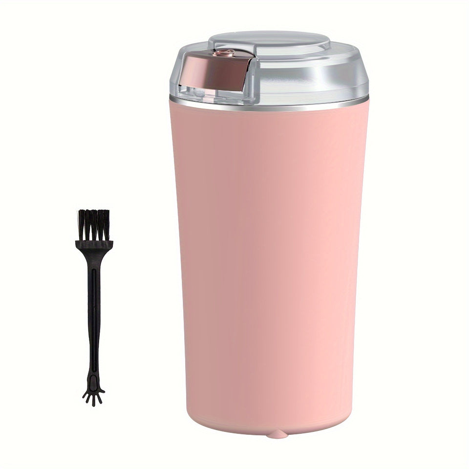 PANCERKA Semi-Automatic Electric Coffee Grinder, Stainless Steel Spice & Nut Mill with One-Touch Push-Button Operation, Reusable Filter, 110-130V US Plug, Includes Integrated Cleaning Brush