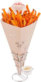 Cone Tek 15 Inch French Fry Cones 100 Recyclable Food Cones - Built-In Sauce Cup Grease-Resistant Lining White Paper Snack Cones for Appetizers and Charcuterie