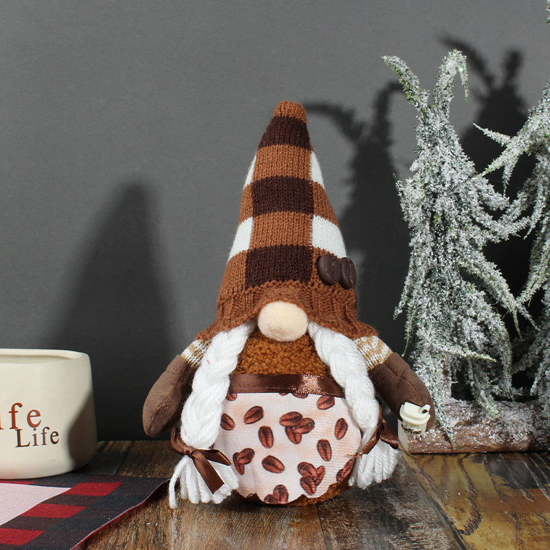 Coffee Rudolph Faceless Doll Window Decoration
