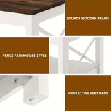 2-Tier Thicken Wood Accent Xelsyo Farmhouse Coffee Table with Open Storage Shelf, Brown and White for Living Room Home Office