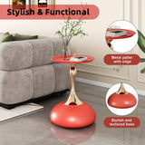 Round Small Metal Side Table, Mid Century End Table, Vintage Pedestal Accent Coffee Table for Small Spaces, Living Room, Bedroom Balcony and Office