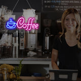 1pc Coffee Neon Sign, Cafe Shop LED Neon Lights USB Powered Wall Decor Cafe Restaurant Shop Window Business Hours Sign, For Cafe, Man Cave, Bar, Home, Kitchen, Living Room, Valentine's Day, Thanksgiving, Wedding, Christmas, H