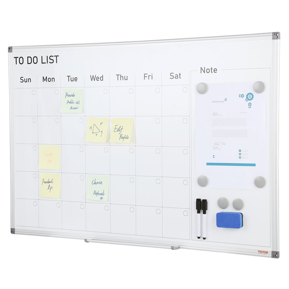 Calendar Whiteboard, 36 X 24 Inches Magnetic Dry Erase Calendar Board, Monthly Planner Whiteboard For Wall, 1 Magnetic Erase & 2 Dry Erase Marker & Movable Tray For Restaurant Office Home School