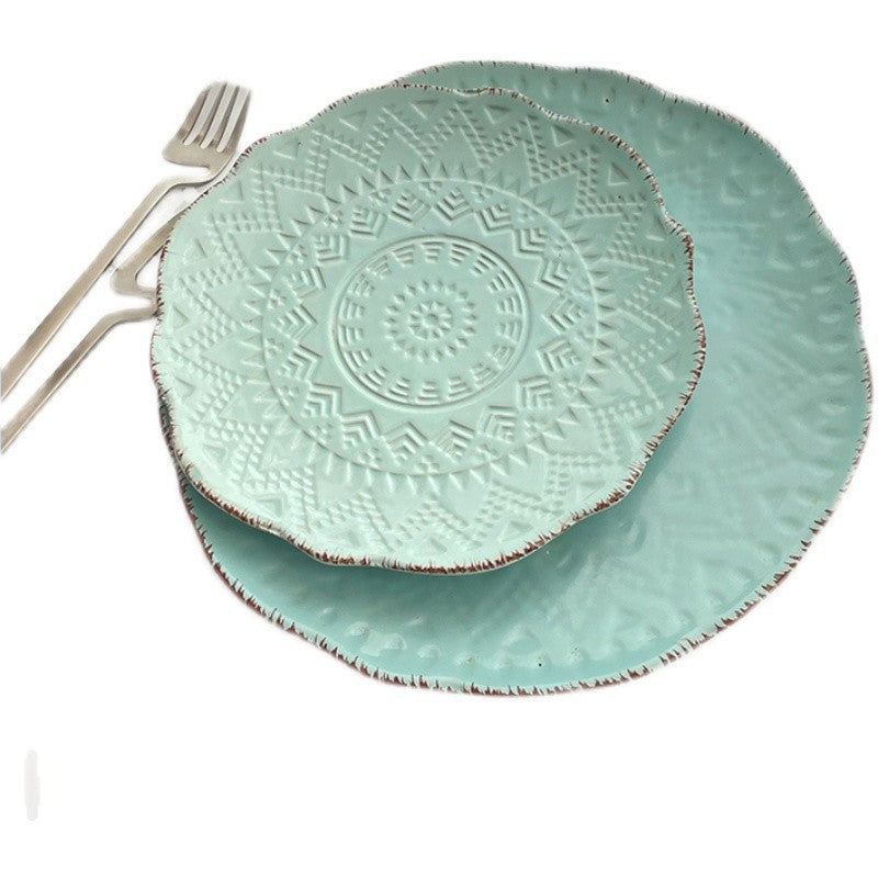 INS Ceramic Retro Western Cuisine Plate Dish Restaurant Dessert Plate Wholesale