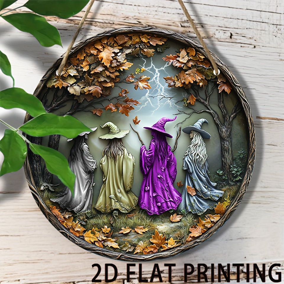 All-Weather Witch Wooden Wall Sign - 7.87" Round | Perfect For Home, Bar, Cafe & Restaurant Decor | Unique Room Accent