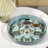 1pc Small Sculpture Decoration, Jungle Leopard Round Decorative Tray, Marbling Plastic Tray With Handles, Modern Vanity Tray And Serving Tray For Ottoman, Coffee Table, Kitchen And Bathroom, 13", Home Decor