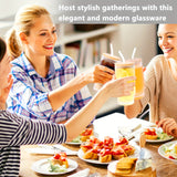 8PCS, Hobnail Drinking Glasses, Glass Cups with Bamboo Lids and Glass Straws Set-16oz Vintage Drinking Glasses Set, Beer Glasses, Iced Coffee Glasses, Cute Tumbler Cup, Ideal for Whiskey, Cocktail, Wine, Gift