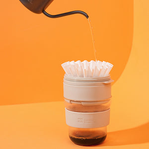Portable hand made glass coffee cup coffee bag