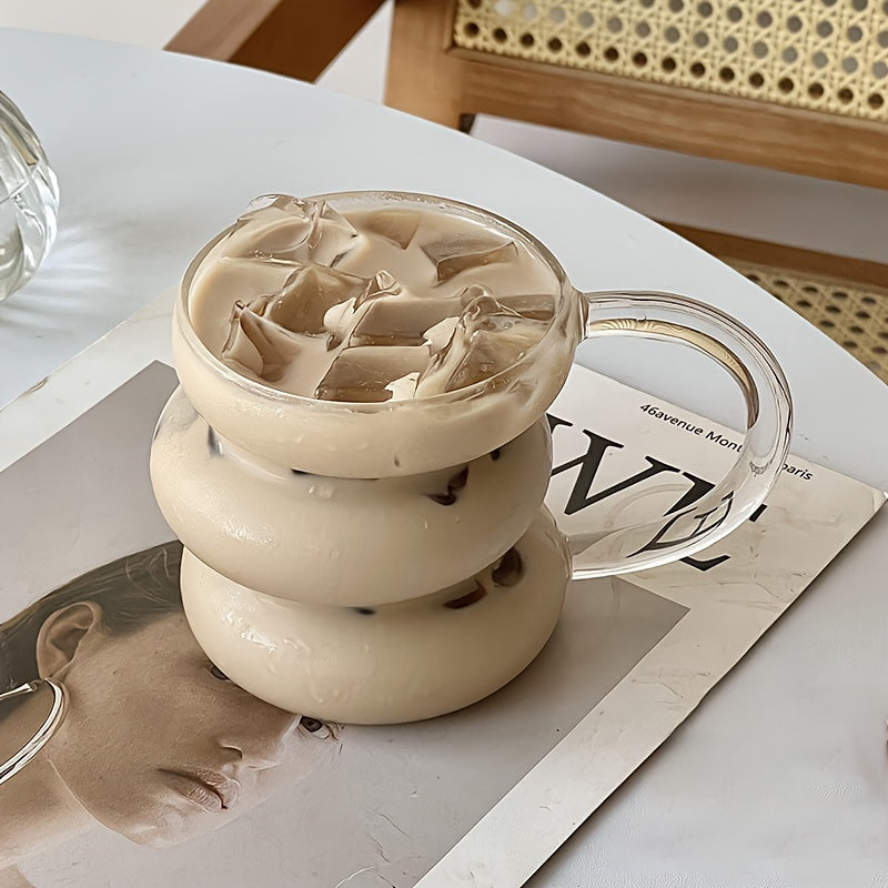 1pc Irregular Caterpillar Glass Cup - Heat-Resistant, Borosilicate, Coffee, Beverage, Milk, Circle Cup with Unique Shape