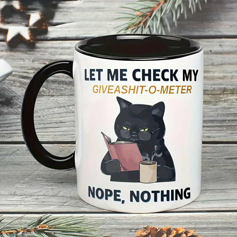 1pc, Black Cat Coffee Mug, Ceramic Coffee Cups, Cute Inspirational Quotes Water Cups, Summer Winter Drinkware, Gifts