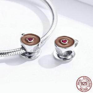 S925 coffee cup beaded