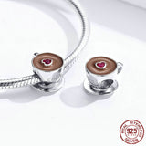 S925 coffee cup beaded