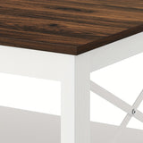 2-Tier Thicken Wood Accent Xelsyo Farmhouse Coffee Table with Open Storage Shelf, Brown and White for Living Room Home Office