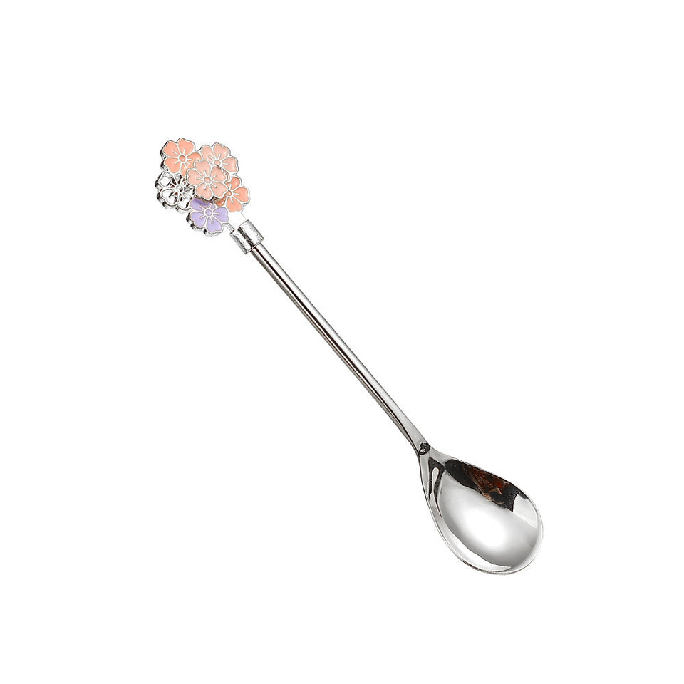 Creative 304 Cherry Blossom Dessert Coffee Cocktail Stirring Ice Spoon Hand Gift
