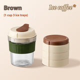 500ML Iced Brew Coffee Cup With Ice Cube Tray Leak Proof Versatile Iced Coffee Bottle For Home Office Travel Camping Tools