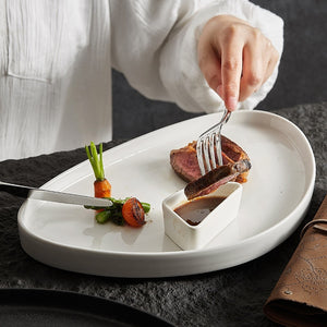 Ceramic Round Triangle Belt Saucer Dish Special Steak Plate For Western Restaurant